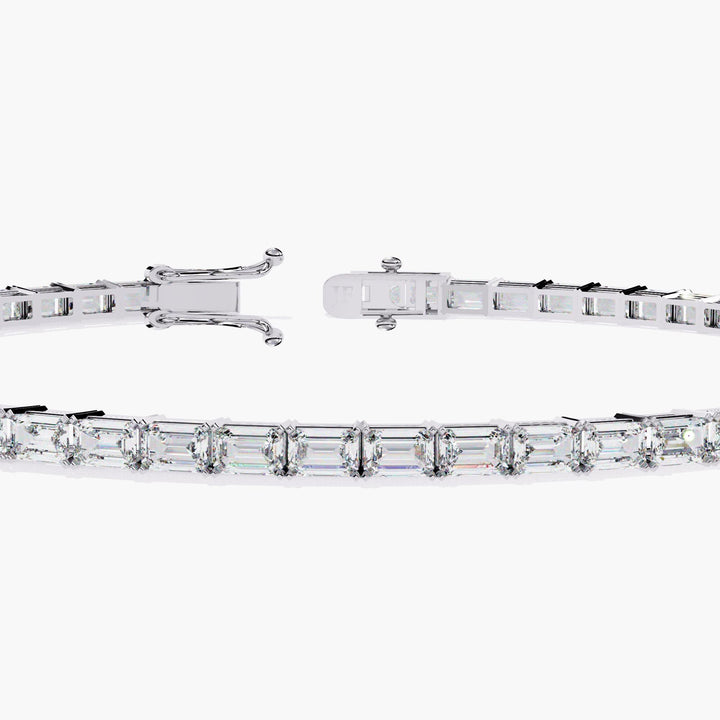 9.5 Ctw Emerald Cut Lab Grown Diamond Tennis Bracelet - 14K Gold Bridal Anniversary