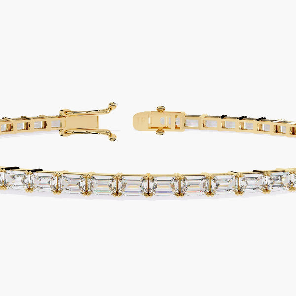 9.5 Ctw Emerald Cut Lab Grown Diamond Tennis Bracelet - 14K Gold Bridal Anniversary