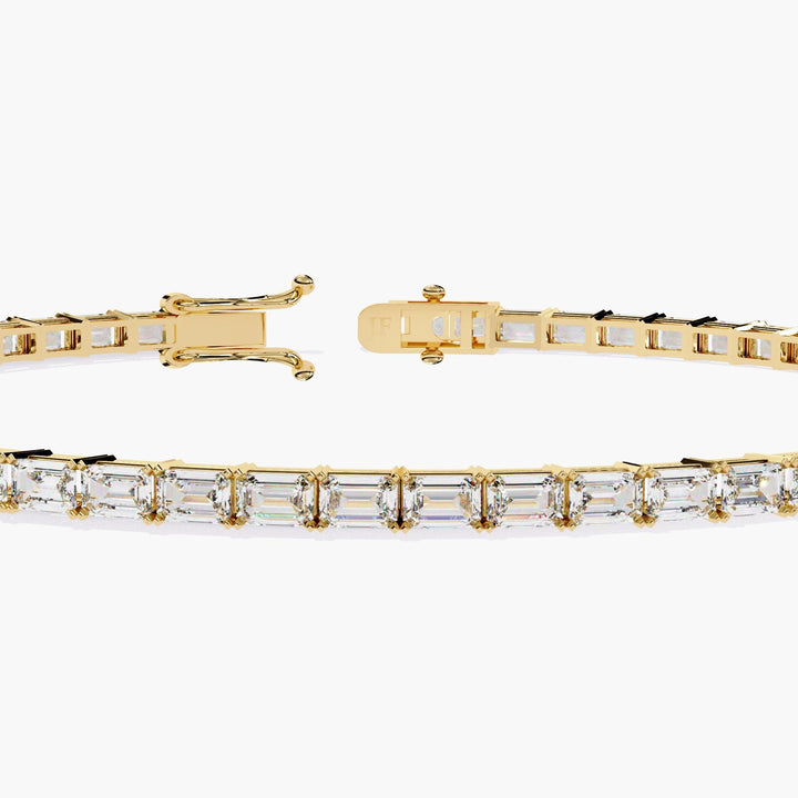 9.5 Ctw Emerald Cut Lab Grown Diamond Tennis Bracelet - 14K Gold Bridal Anniversary