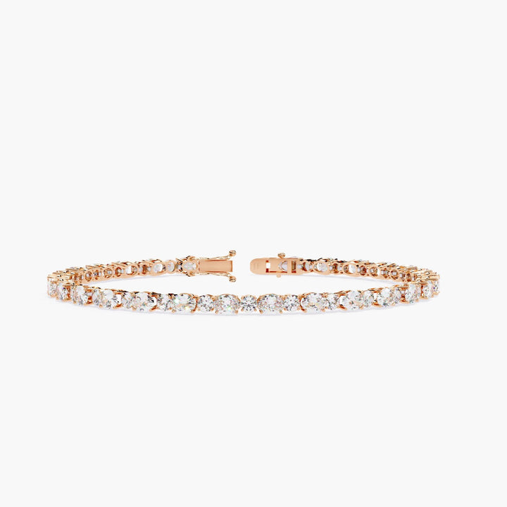 6ctw Lab Grown Diamond Tennis Bracelet: 14k Gold Oval & Round Cut
