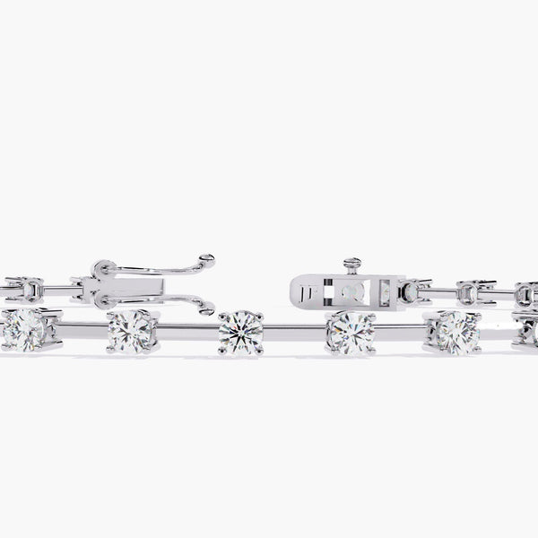 1 CTW Round Cut Lab Grown Diamond Petite Bar Tennis Bracelet 14K Gold Dainty Jewelry