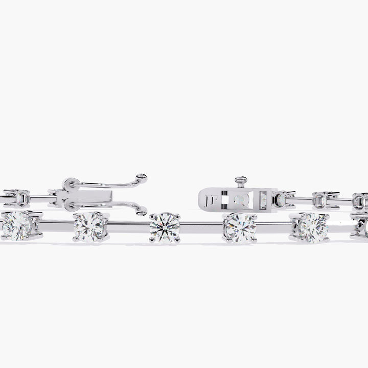 1 CTW Round Cut Lab Grown Diamond Petite Bar Tennis Bracelet 14K Gold Dainty Jewelry