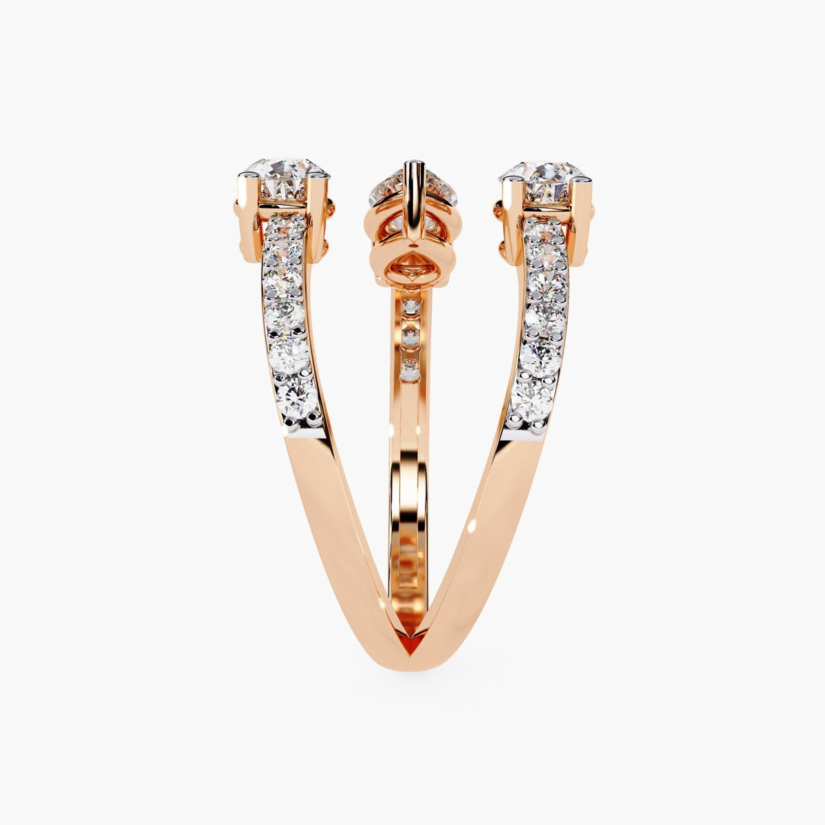 14K Gold Open Twist Diamond Ring • Lab Grown Diamond Ring • Unique Open Wedding Band Ring • Twisted Band Gap Ring • Gift For Her