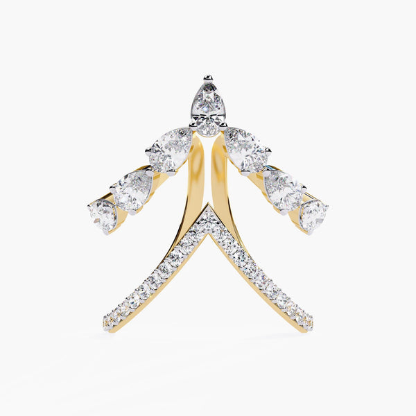 Chevron Double V Diamond Ring Diamond Wedding Bands Gold & Diamond Ring, Unique Diamond Ring Split-Shank Wedding Ring Double V Shape