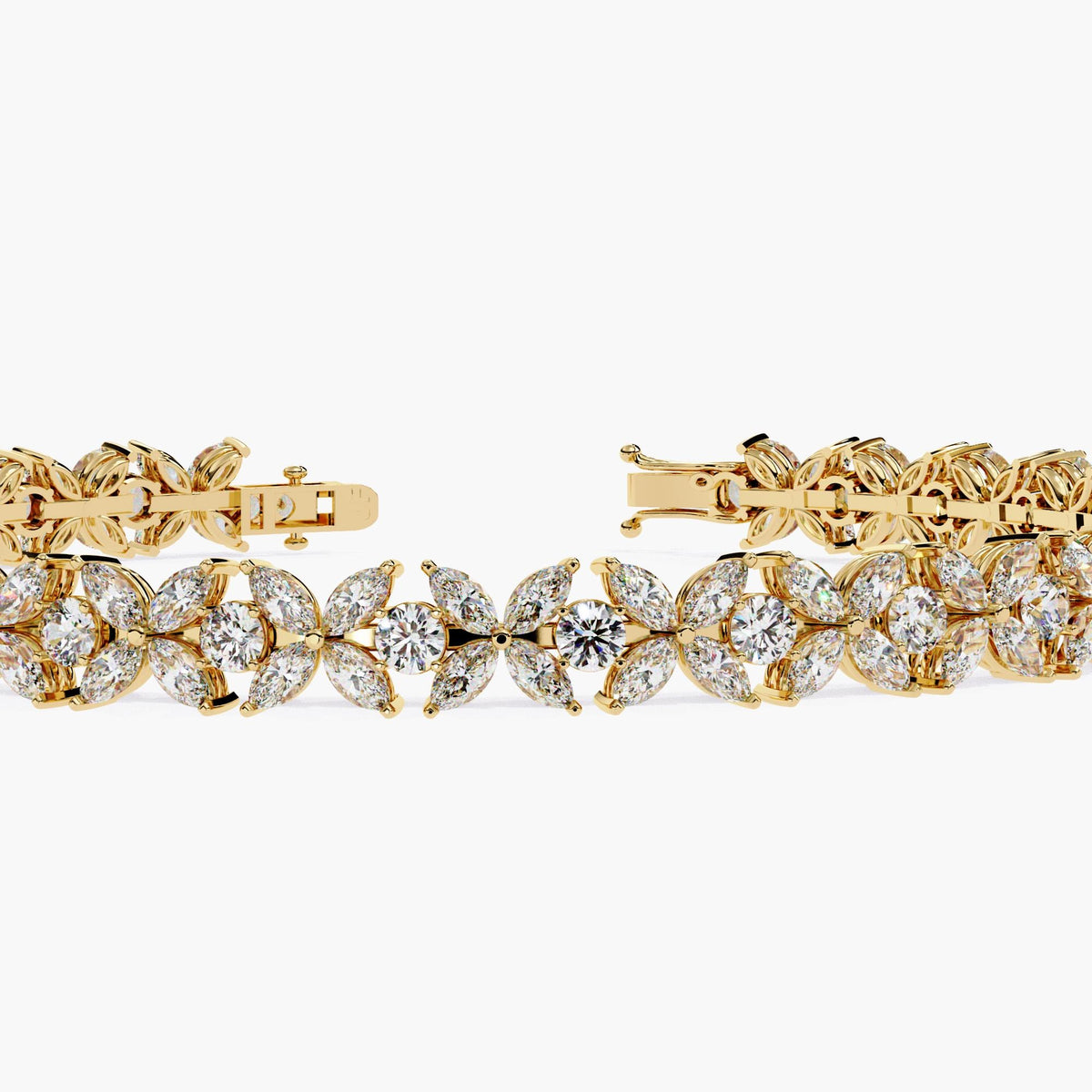 Gold bracelet  with marquise and round shape diamonds.