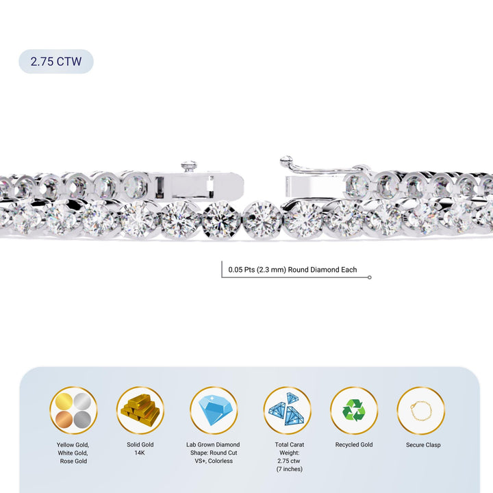 A white gold bracelet with a row of small clear diamonds.