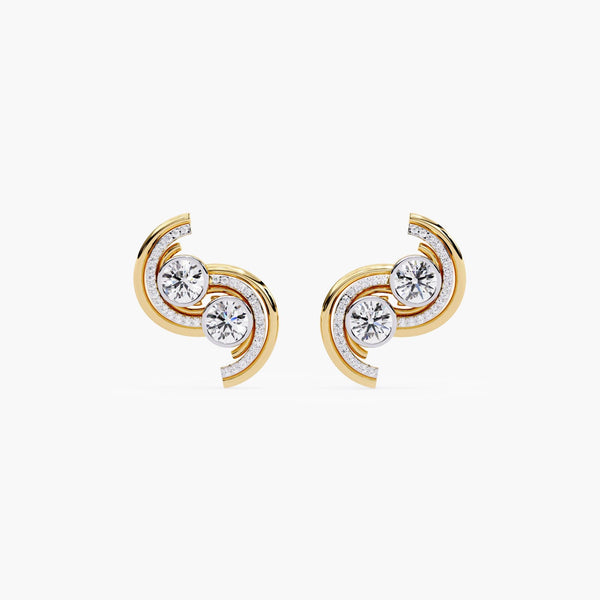 14K Gold Round Lab Grown Diamond Geometric Earrings, 2.25 CTW, 21mm