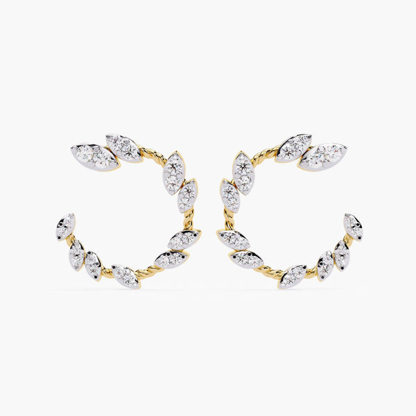 14K Gold Round Lab Grown Diamond Open Hoop Earrings, 0.70 CTW, 21mm