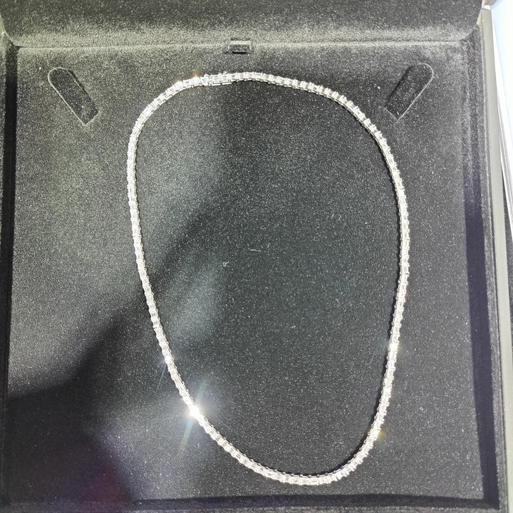 14K Gold Emerald Cut Lab Grown Diamond Tennis Necklace, 10 CTW