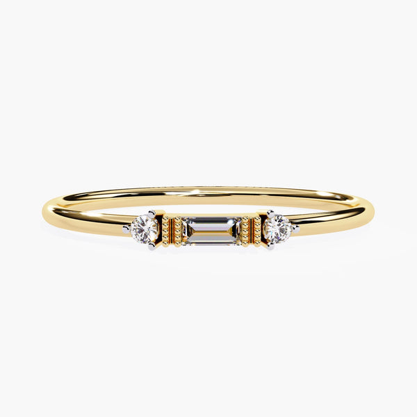 14k Solid Gold Dainty Baguette Diamond Ring Delicate Stacking Rings Gift for Friend Milestone Birthday Gift Christmas Gift