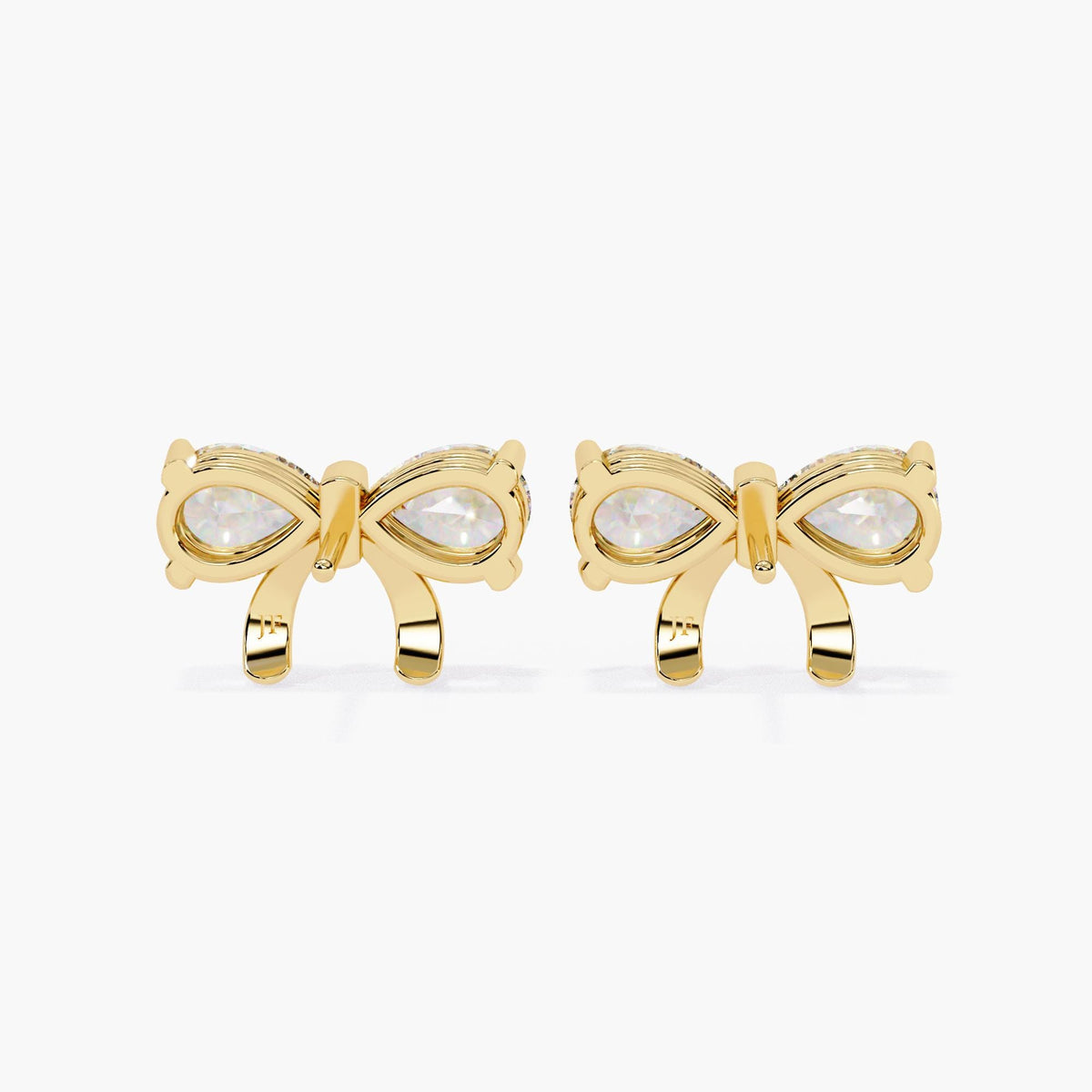 14K Gold Pear Lab Grown Diamond Bow Stud Earrings, 2 CTW