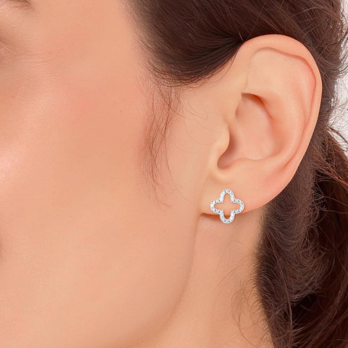 14K Gold Flower Lab Grown Diamond Stud Earrings