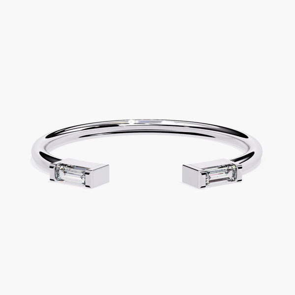 14K Gold Baguette Natural Diamond Open Gap Ring, 0.05 CTW