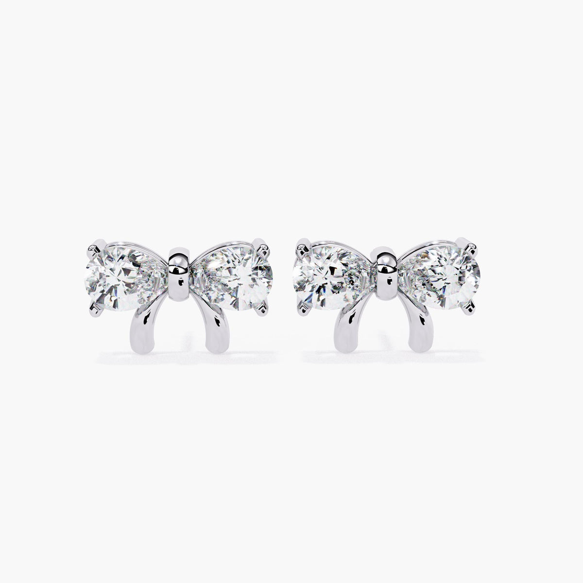 14K Gold Pear Lab Grown Diamond Bow Stud Earrings, 2 CTW