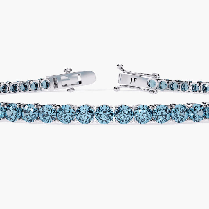 5 CTW Round Cut Lab Grown Blue Diamond Tennis Bracelet 14K Gold