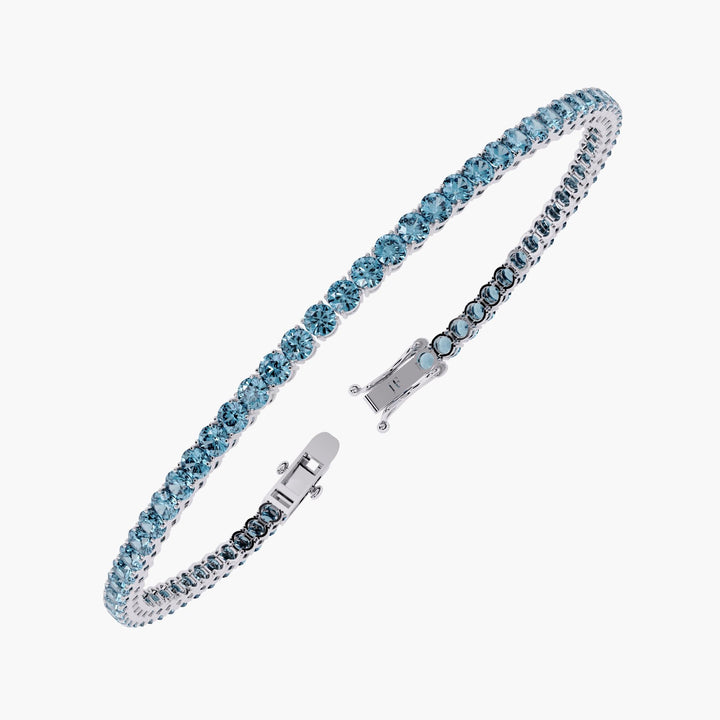 5 CTW Round Cut Lab Grown Blue Diamond Tennis Bracelet 14K Gold
