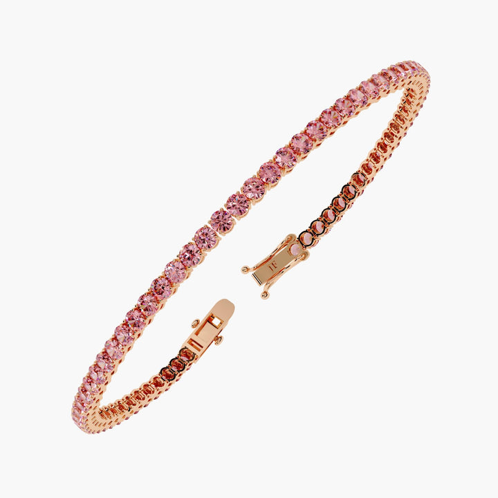 14K Gold Round Lab Grown Pink Diamond Tennis Bracelet, 5 CTW, 6.5-8.5 Inch