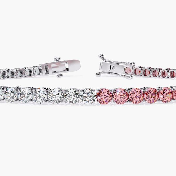 5 Ctw Pink and White Diamond Tennis Bracelet Stacking Bracelet 14K Gold Bracelet Gold Tennis Bracelet Round Cut Valentines Gift for Her