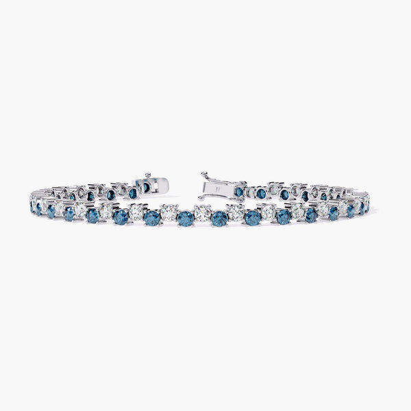 5.50Ctw Blue and White Diamond Bracelet 14K Gold Blue Diamond Statement Tennis Bracelet Layering Bracelet Personalized Valentine's Day Gifts
