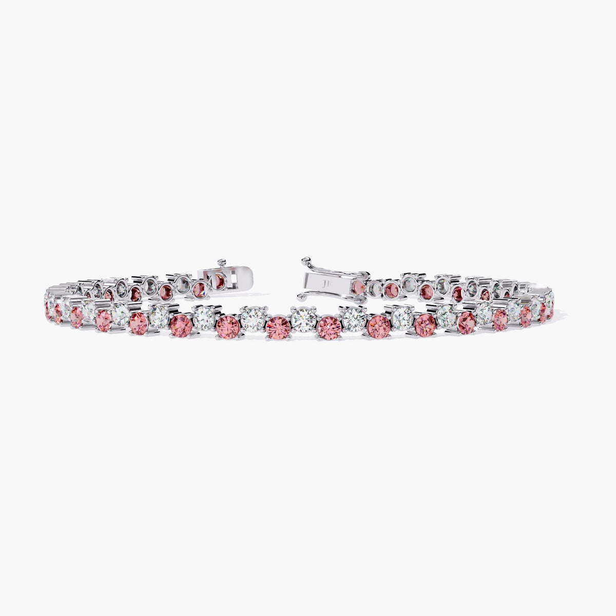 5.50 Ctw Fancy Pink & White Lab Grown Diamond Round Brilliant Cut Tennis Bracelet