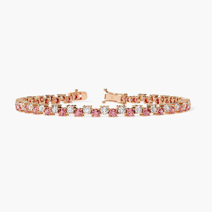 5.50ctw Pink & White Lab Grown Diamond Tennis Bracelet - 14K Gold