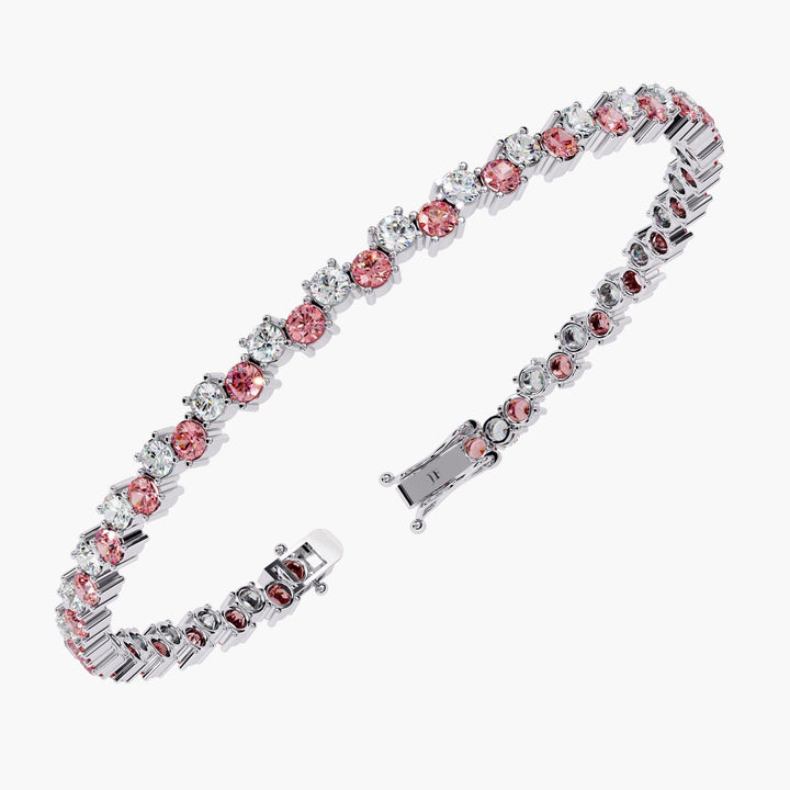 5.50ctw Pink & White Lab Grown Diamond Tennis Bracelet - 14K Gold