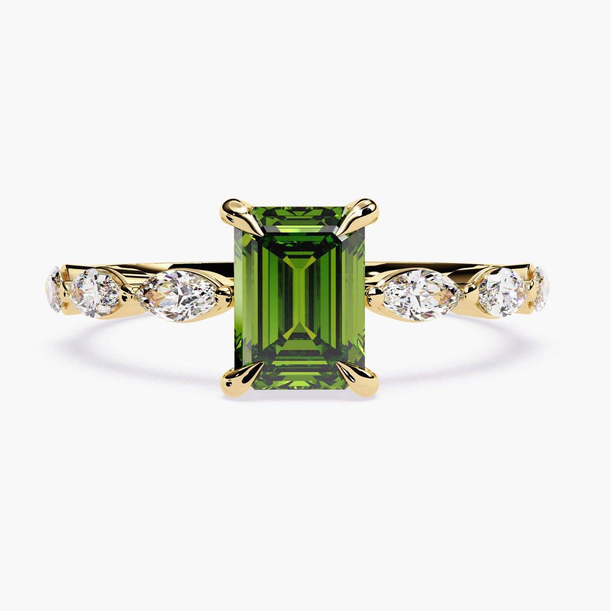 Diamond and Emerald Engagement Ring