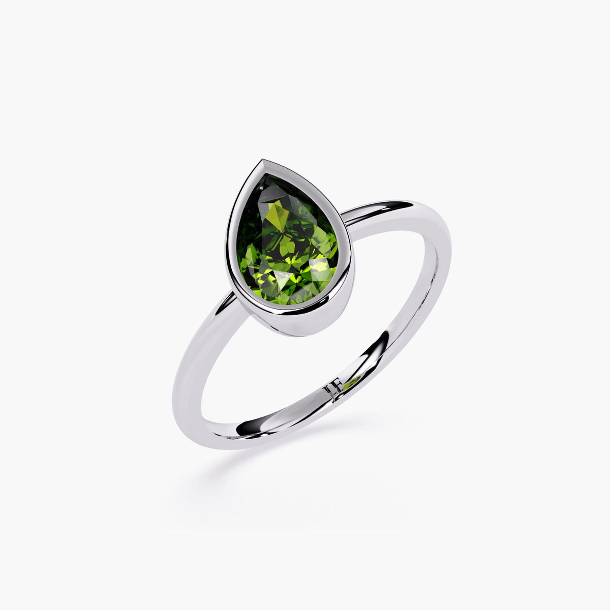 1 Ct Fancy Green Pear Lab Grown Diamond 14K Gold Tilted Pear Ring Twisted Solitaire Ring Pear Bezel Diamond Ring Statement Fine Jewelry