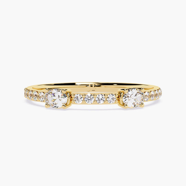 Oval Diamond Ring 14K Gold Stackable Band, Minimalist Diamond Jewelry, Dainty Fine Ring, Gold Ring for Everyday Wear, Lab Grown Diamond Band