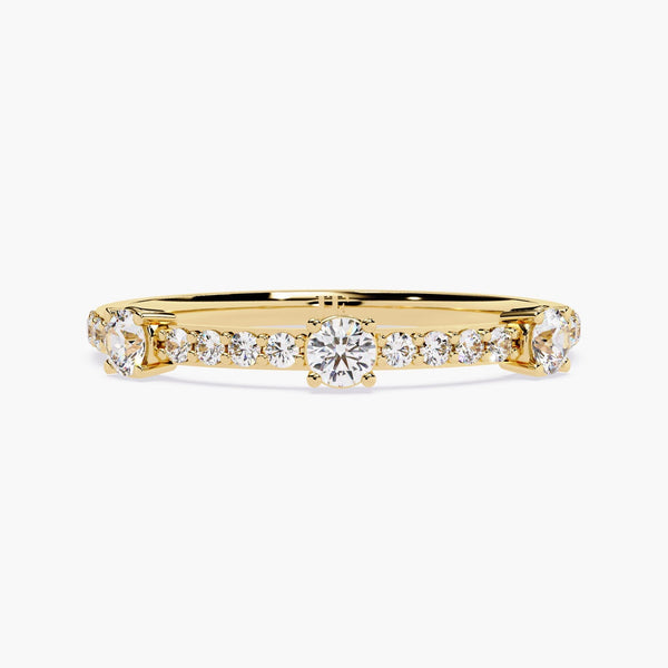 1.3mm Band Round Cut Lab Grown Diamond Ring, Gold Stacking Band, Delicate Diamond Jewelry, Minimalist Ring, Fine Everyday Diamond Band