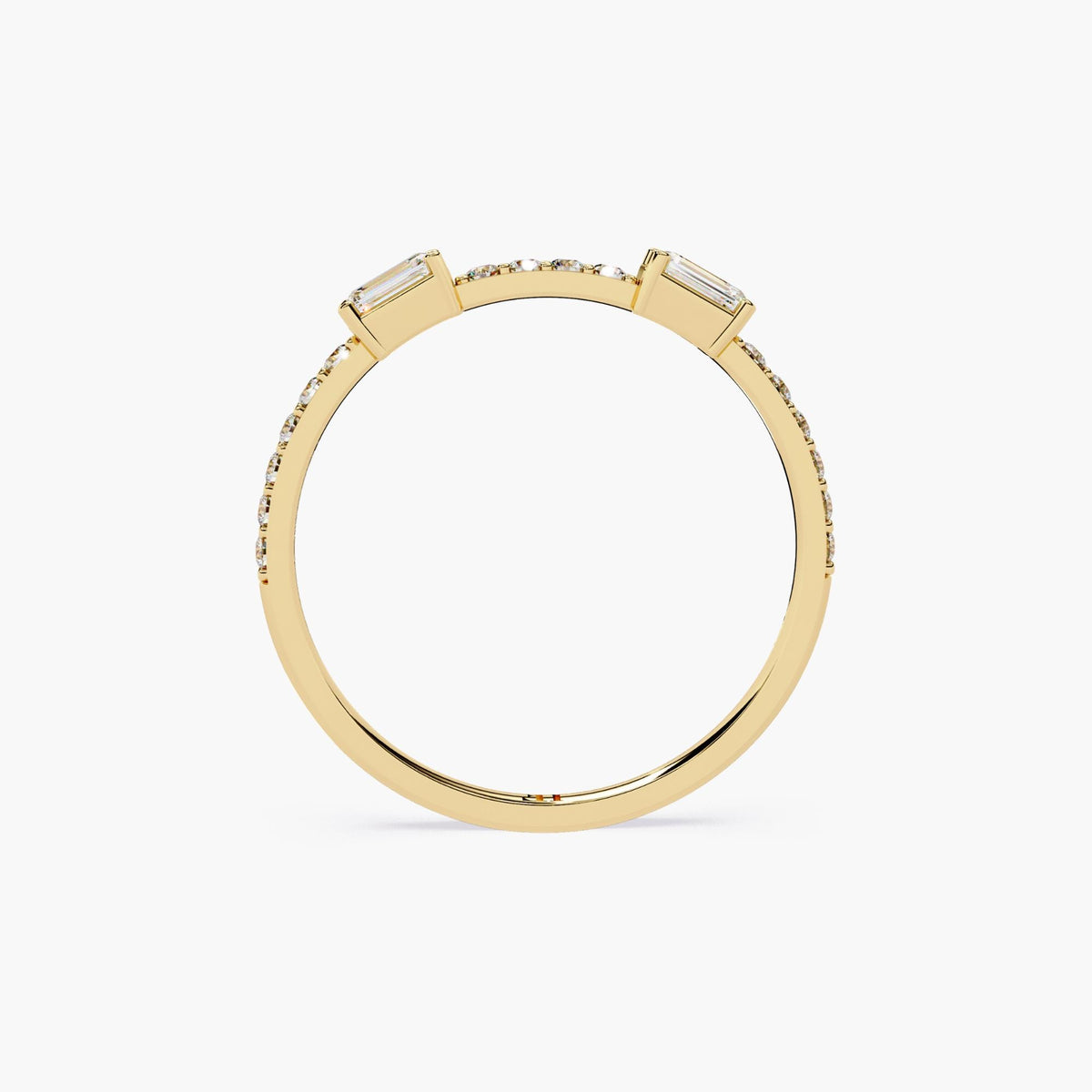 1.3mm Band with Emerald Cut Lab Grown Diamond Ring Stackable 14K Gold Band Minimalist Fine Jewelry Dainty Diamond Ring Everyday Fine Jewelry