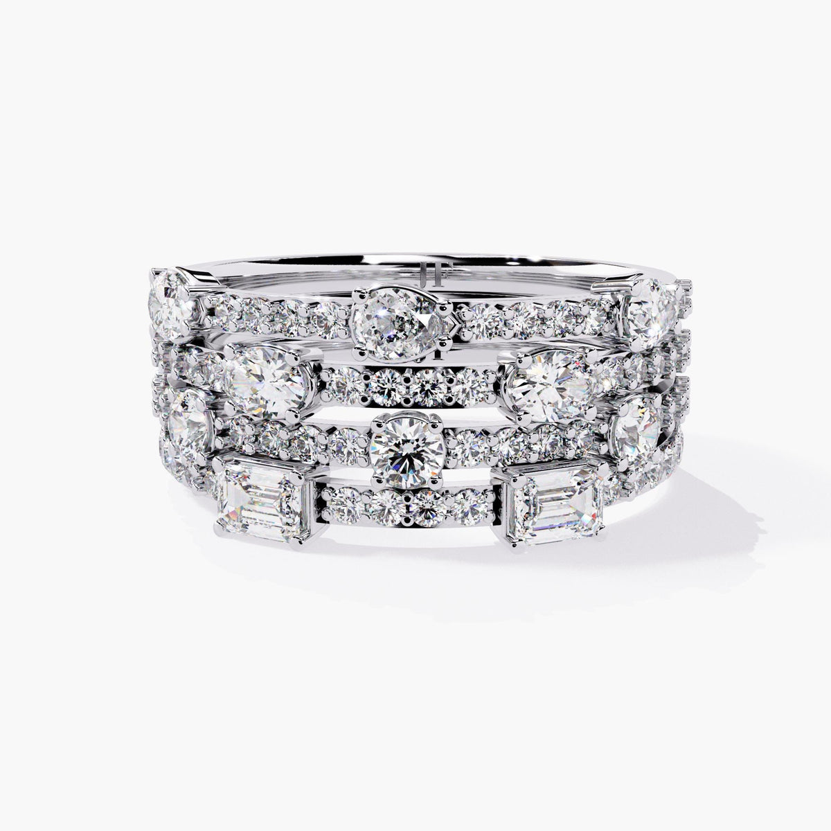 14K Gold Lab Grown Diamond Stackable Rings Set - Multi Shape