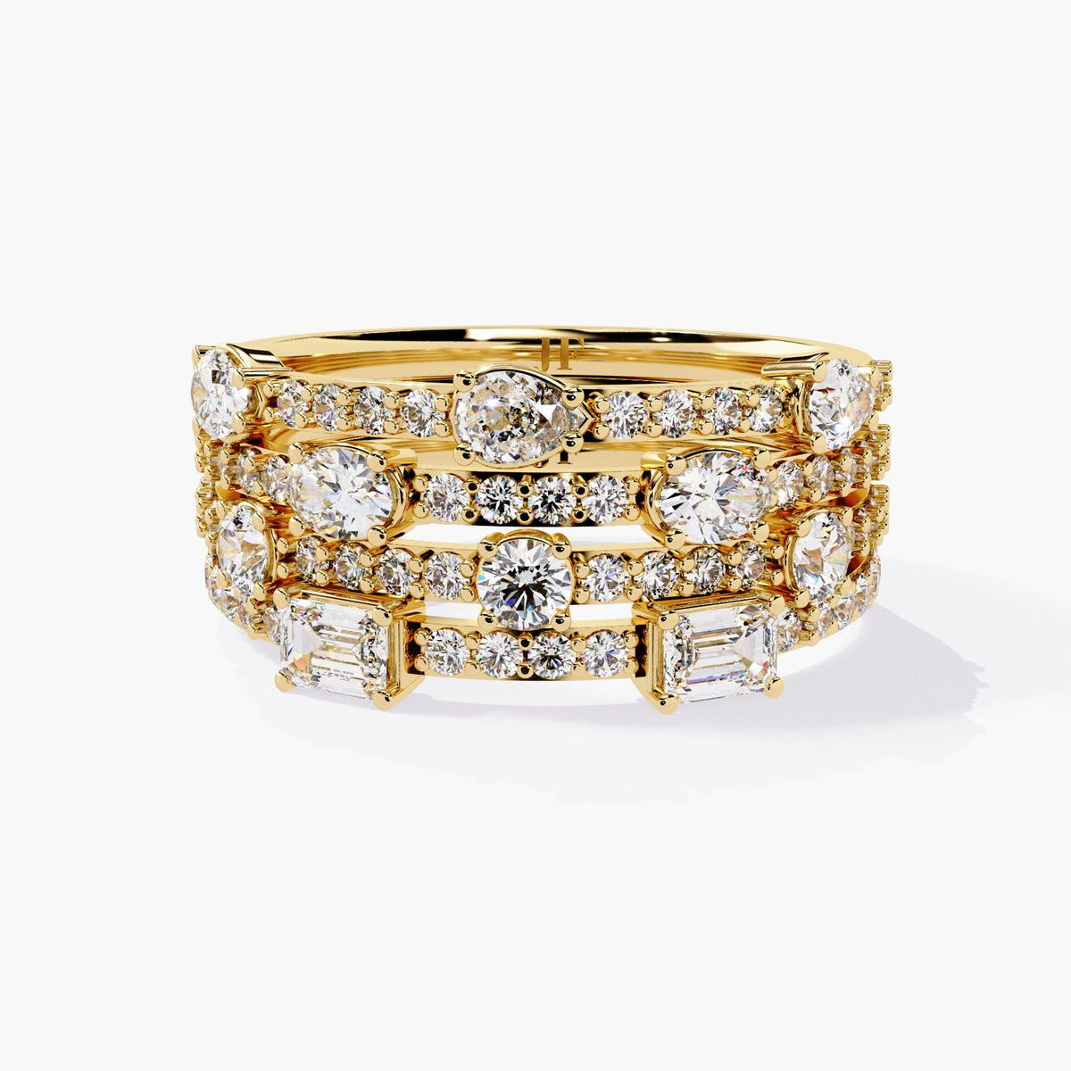 14K Gold Lab Grown Diamond Stackable Rings Set - Multi Shape