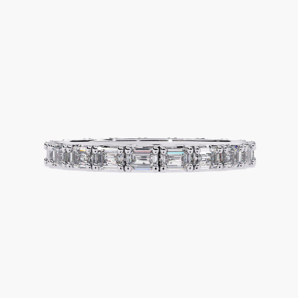 14K Gold Emerald Cut Natural Diamond Eternity Wedding Band, 1.50 CTW