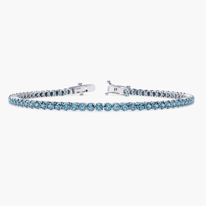 5 CTW Round Cut Lab Grown Blue Diamond Tennis Bracelet 14K Gold