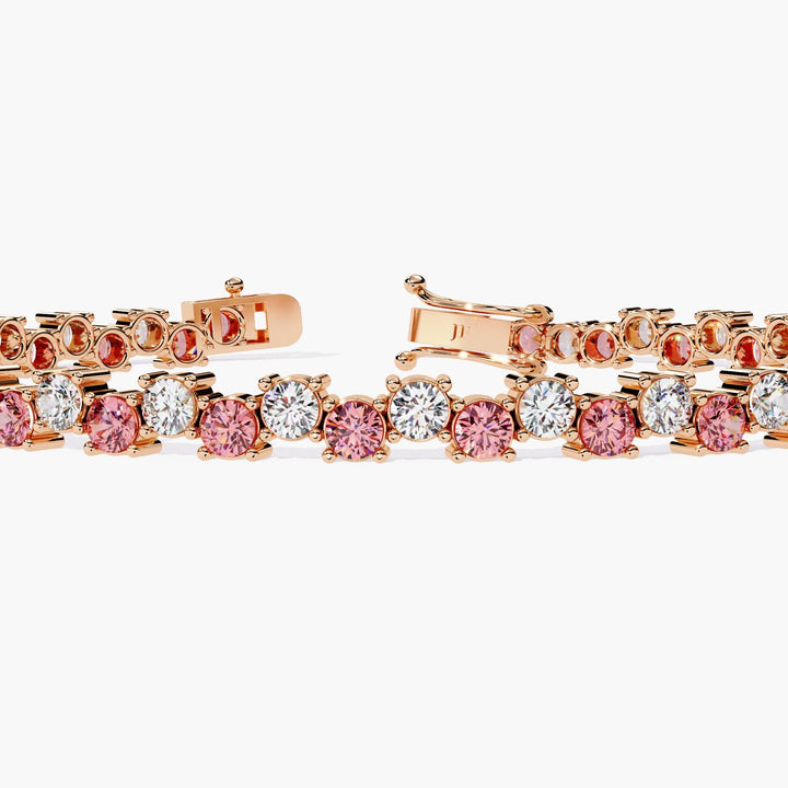 5.50ctw Pink & White Lab Grown Diamond Tennis Bracelet - 14K Gold