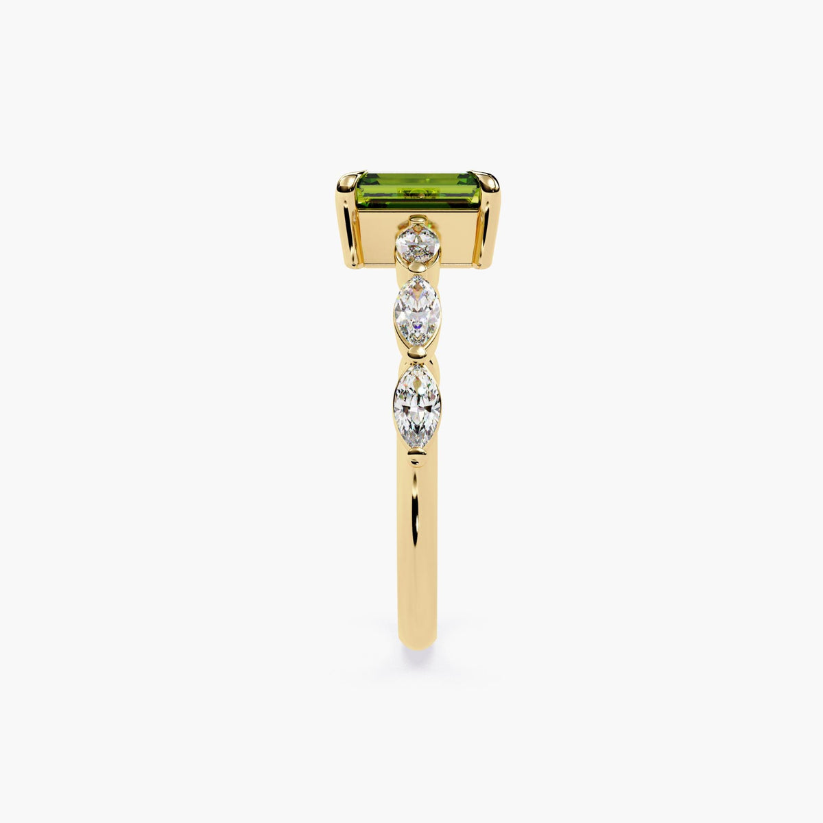 Diamond and Emerald Engagement Ring