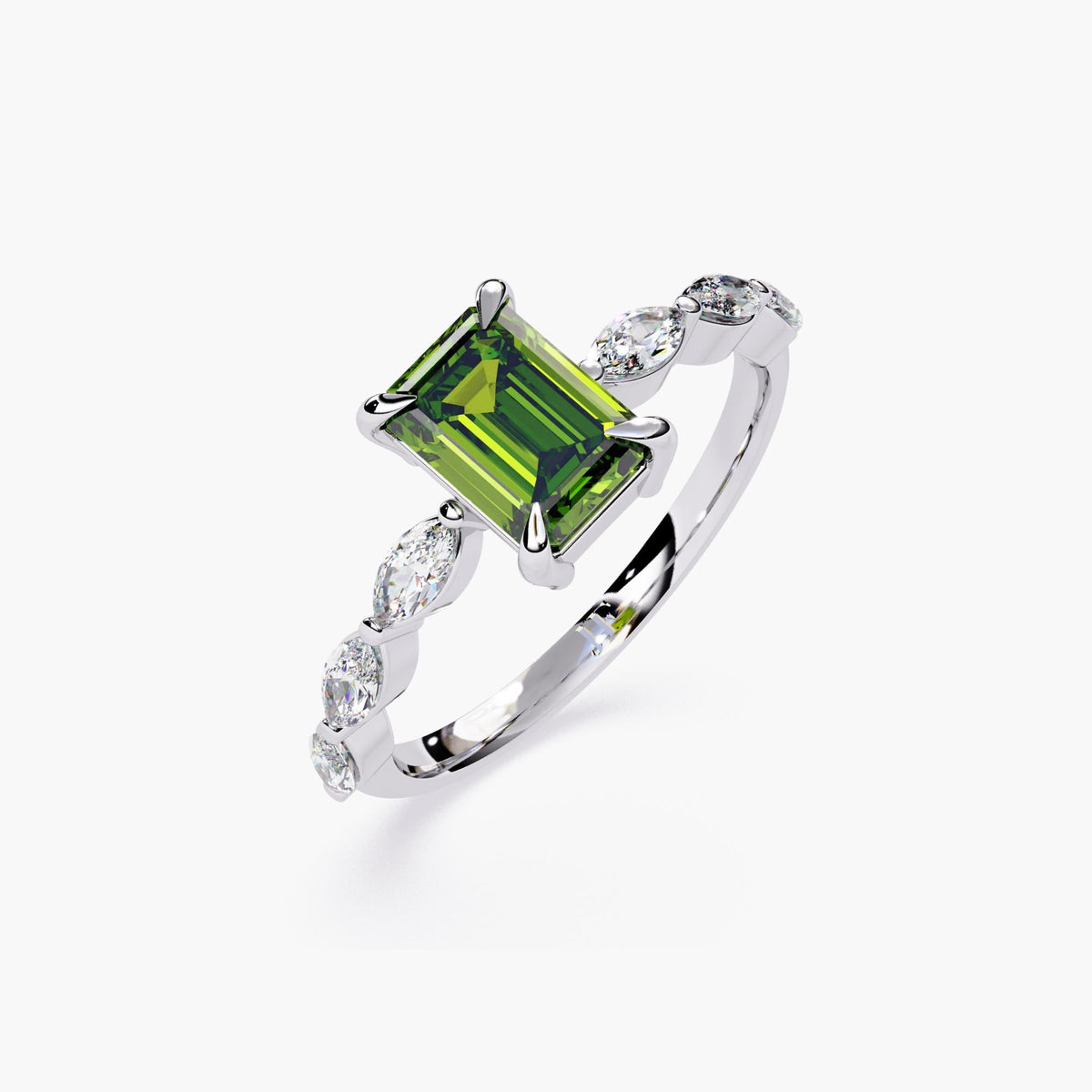 Diamond and Emerald Engagement Ring