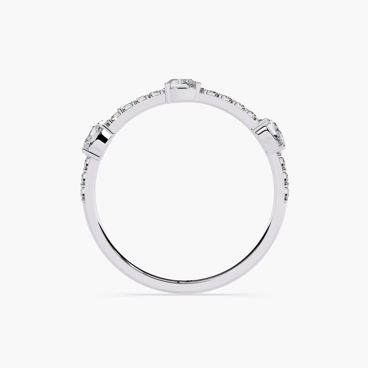 14K Gold East-West Pear Diamond Wedding Band, Dainty Stackable Ring