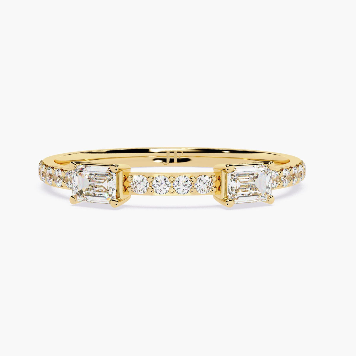 1.3mm Band with Emerald Cut Lab Grown Diamond Ring Stackable 14K Gold Band Minimalist Fine Jewelry Dainty Diamond Ring Everyday Fine Jewelry