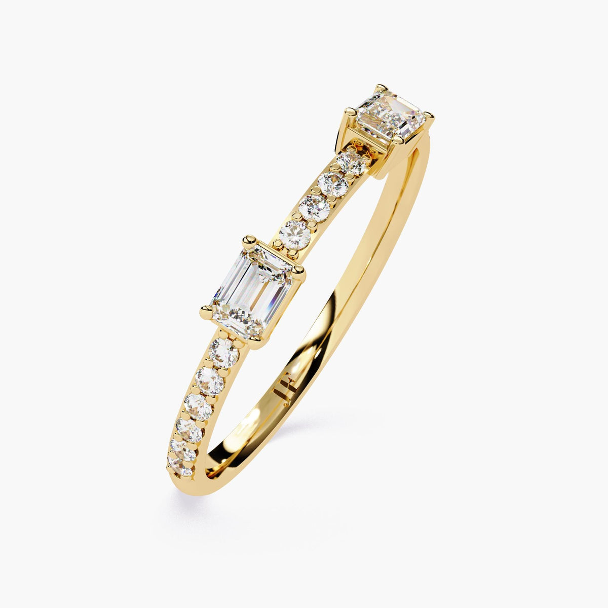 1.3mm Band with Emerald Cut Lab Grown Diamond Ring Stackable 14K Gold Band Minimalist Fine Jewelry Dainty Diamond Ring Everyday Fine Jewelry