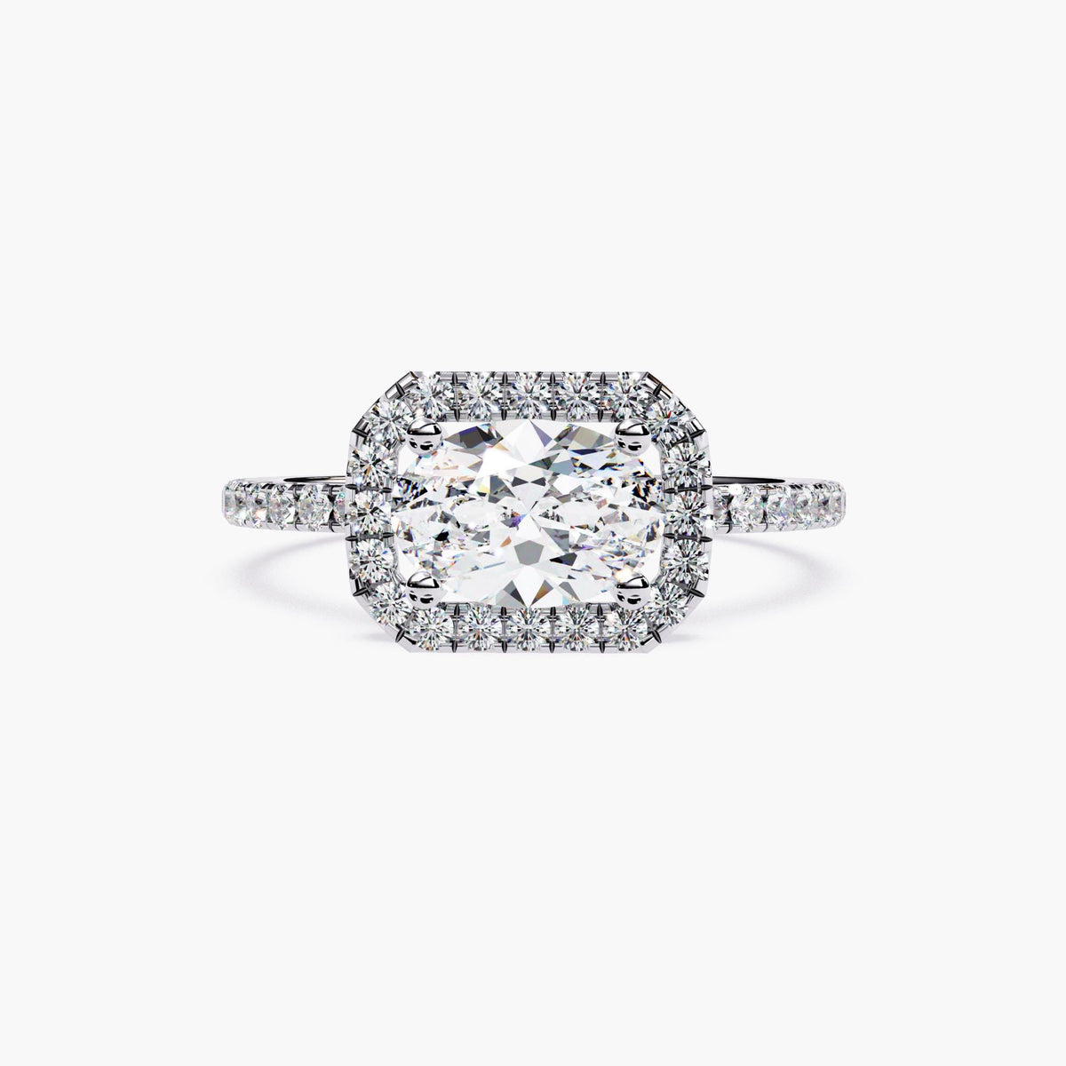 1 CT Oval Diamond Engagement Ring, Sideways Oval Ring Engagement Ring, 14K Halo Engagement Ring, IGI Certified Oval Lab Grown Diamond