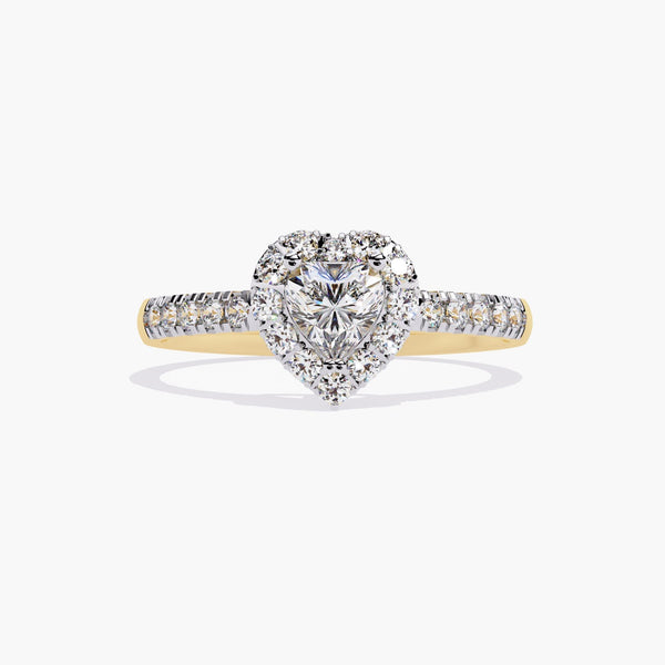 0.50CT Heart Shape Lab Grown Halo Diamond Engagement Ring Lab Grown Diamond Ring 14K Rose gold Heart Shaped Diamond Valentines Gift For Her