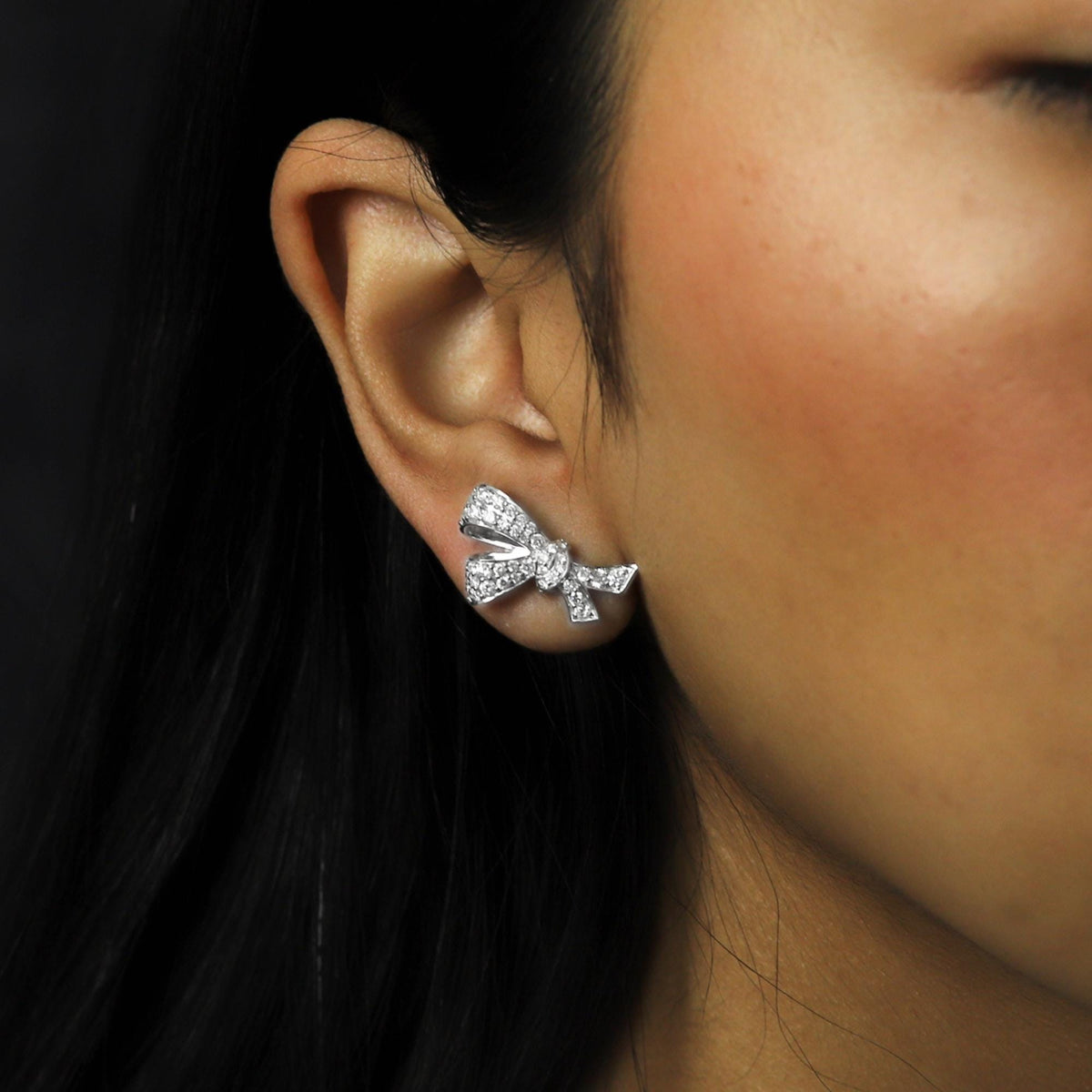 Diamond Bow Stud Earrings Coquette Jewelry Dainty Coquette Jewelry Bow Earrings Gold Bow Earrings Diamond Jewelry Everyday Earrings
