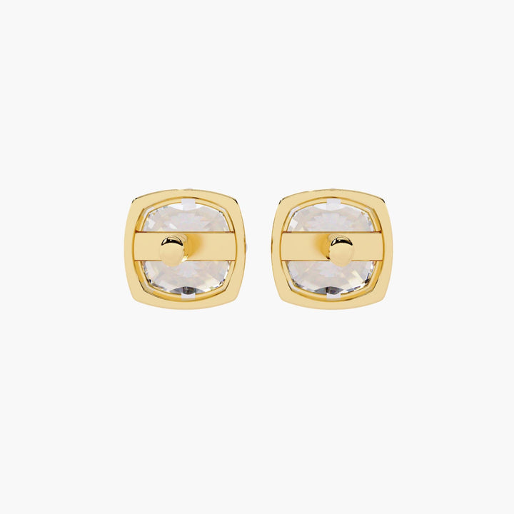 Cushion Square Lab Grown Diamond Stud Earring 14k Real Gold Cut Down Setting Dainty Elegant Earrings Minimalist Solitaire Studs
