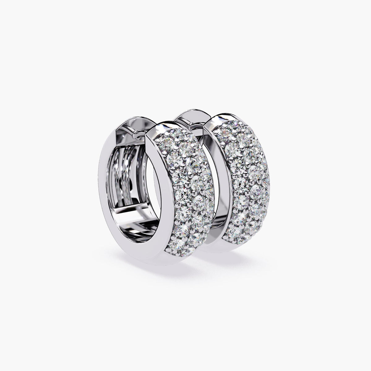 Diamond Hoop Earrings 14K Solid Gold Huggies Chunky Diamond Pave Hoops Everyday Jewelry Anniversary Gift for Her Mother's Day Gift