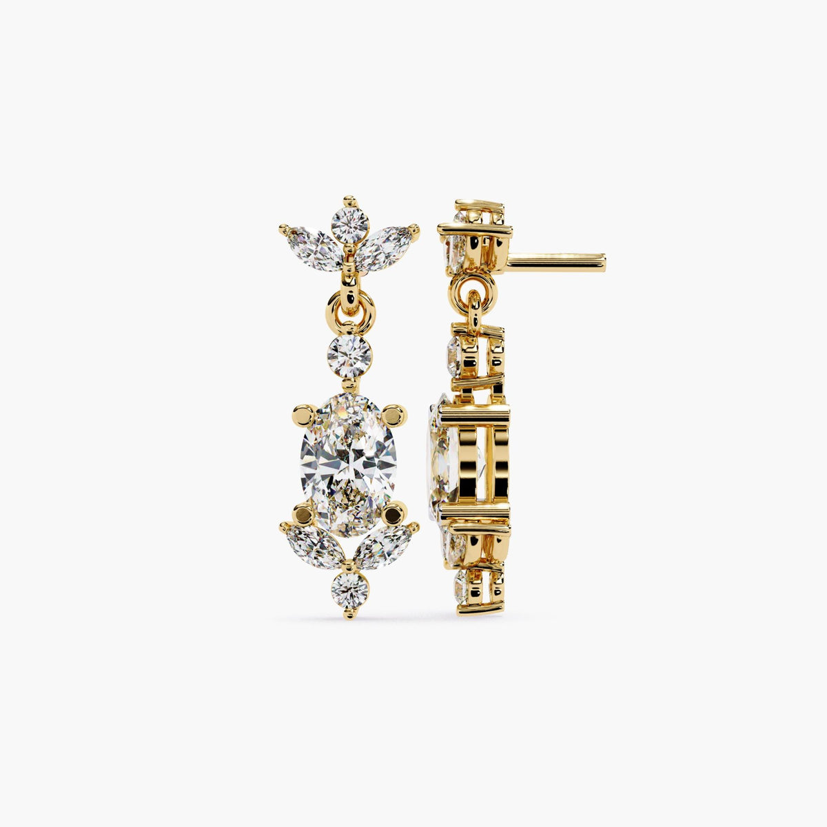 14K Gold Lab Grown Diamond Drop Earrings, 1 CTW, 17mm