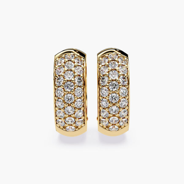 14K Gold Round Lab Grown Diamond Pave Hoop Earrings, 17mm