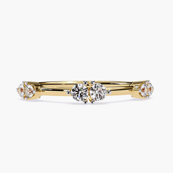 Thin Stackable Diamond Ring for Women, Minimalist Gold Diamond Ring, Slim Diamond Band, Simple Gold Round Diamond Band, Gift for Her