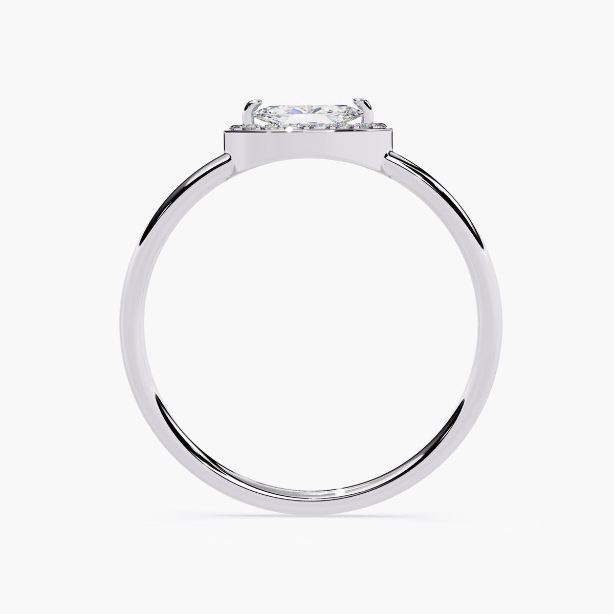 Dainty Gold Ring Marquise, Marquise Diamond Ring Small, Marquise Sideway Diamond Ring, Simple Gold Solitaire Halo Ring